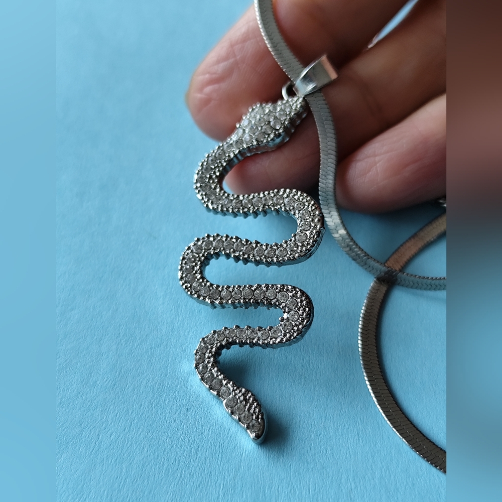 Silver Snake Pendant Necklace